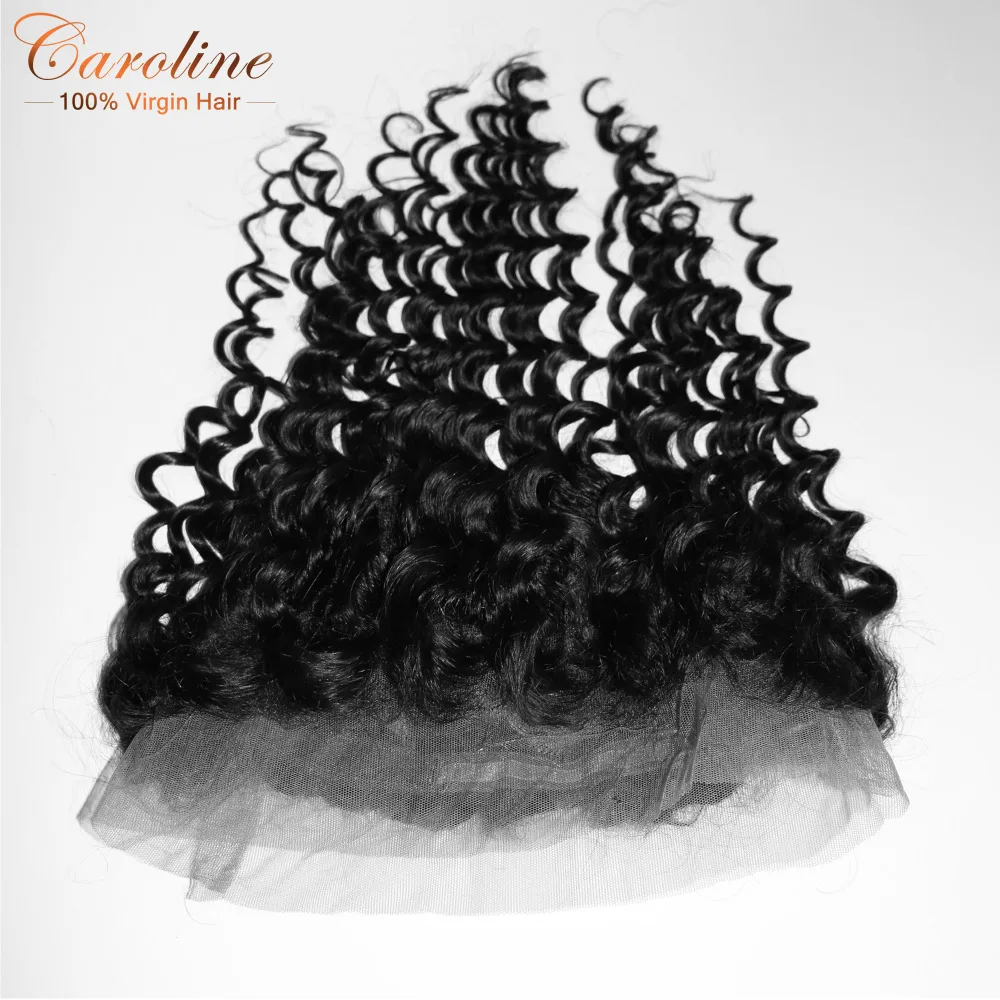 

360 Lace Frontal Deep Curly Brazilian Virgin Hair 8A Full Lace Frontal Lace Closure Natural Color Pre Plucked 360 Lace Frontal