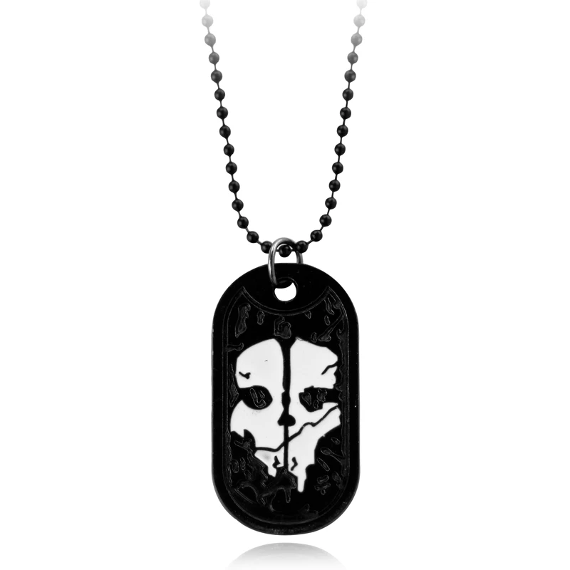 Punk Dog Tag Necklaces Pendants Call Duty Ghosts Necklace Black Bead