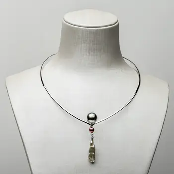 

Free Shipping 5.9-12.8mm Genuine Tahitian Cultured Green Pearl Necklace 925 Sterling Silver