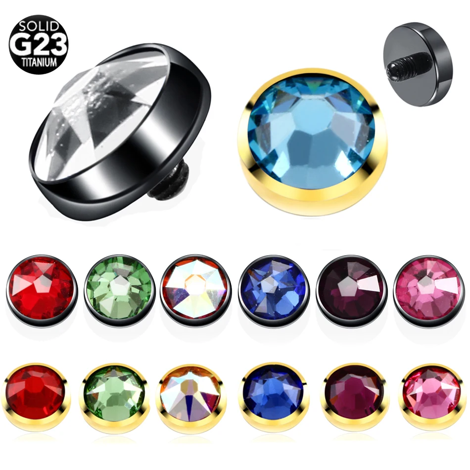 

1PC G23 Titanium Micro Dermal Piercing CZ Gem Micro Dermal Anchor Crystal 4mm Top Piercing Surface Skinner Piercing Body Jewelry