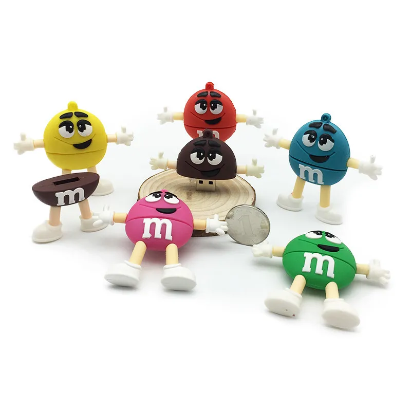 cartoon M chocolate beans USB flash drive usb2.0 4GB 8GB 16GB 32GB 64GB pea notebook U disk Pendrive memory stick drive
