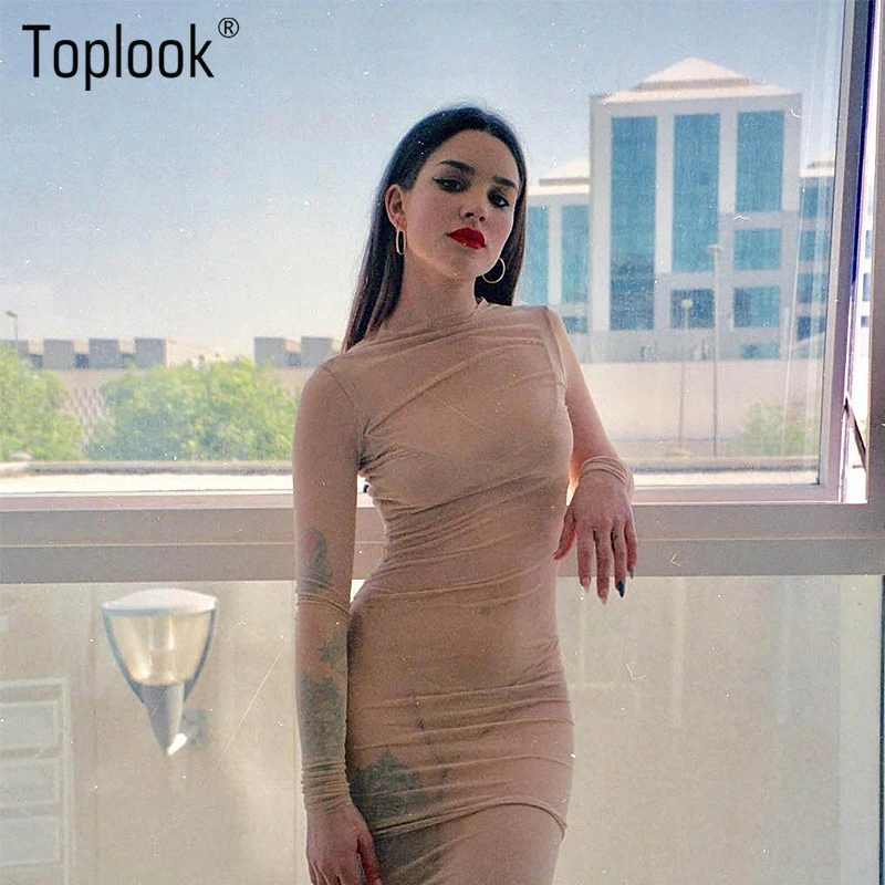 Toplook сетчатые прозрачные платья женское облегающее пикантное платье с высоким