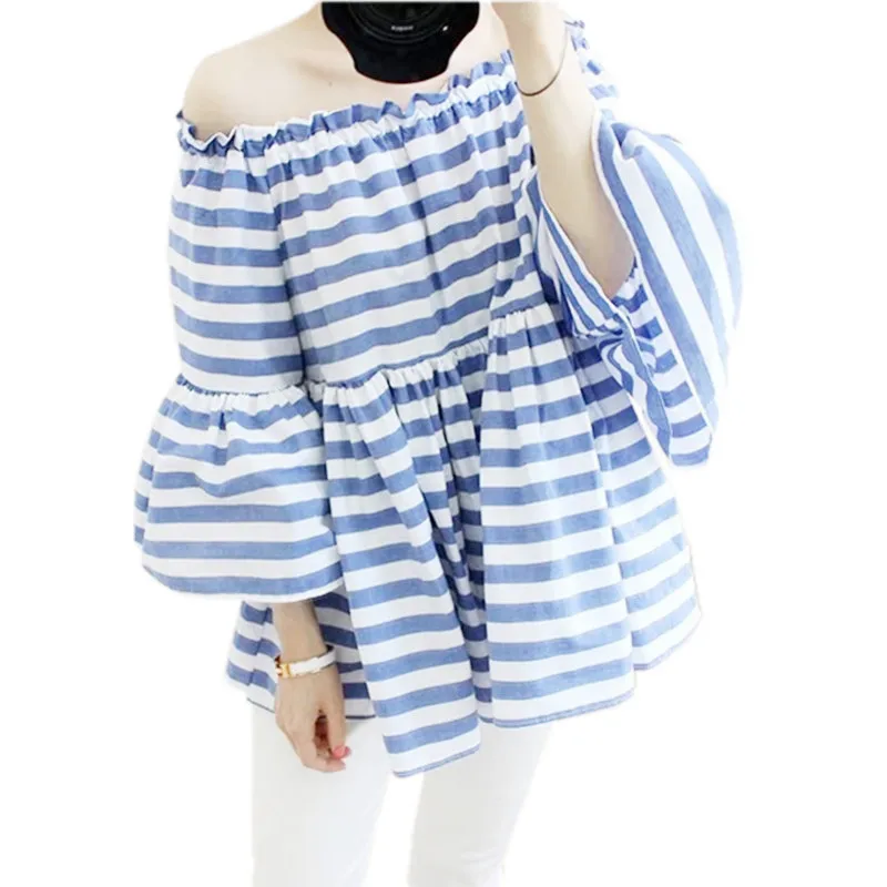HziriP 2018 Summer Autumn Women Striped Shirts Long Sleeve