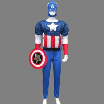 

2016 new arrival Costume Captain America Halloween Coslplay Muscle Costume For Adult free shipping