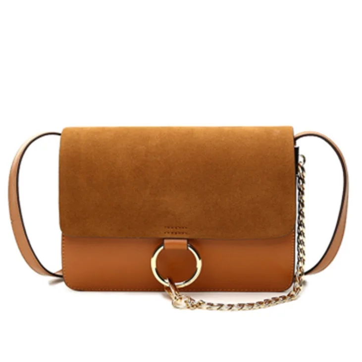 Женская сумка через плечо, сумка-мессенджер, чистый цвет, с цепочкой, модные тренды, Женская Высококачественная Наклонная Сумка через плечо - Цвет: Brown