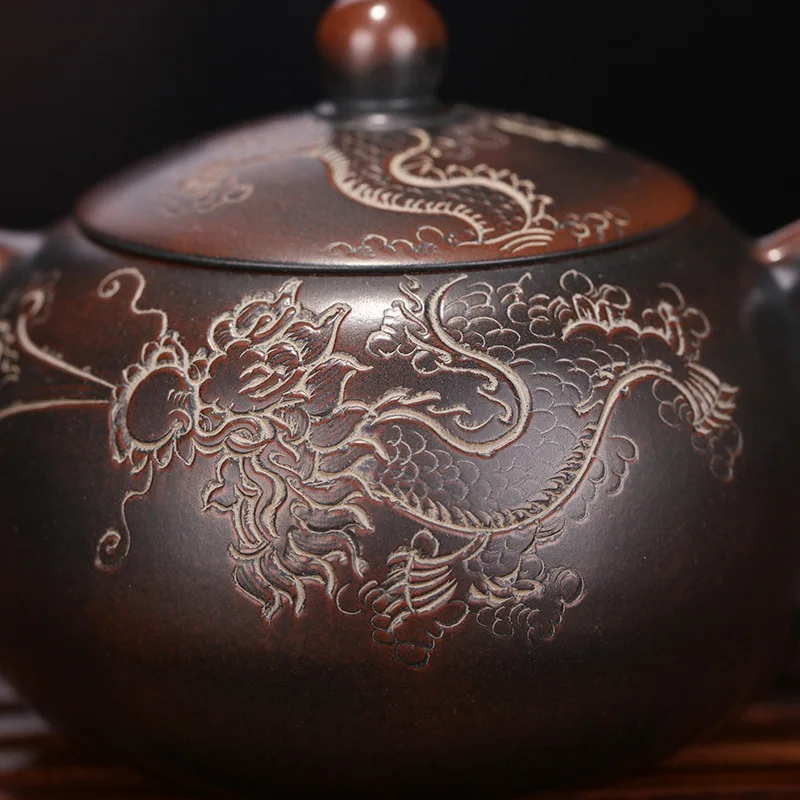 Исин темно-красный эмалированный керамический чайник товары сырой руды циньчжоу грязи Дракон узор Xi Shi чайник известное руководство
