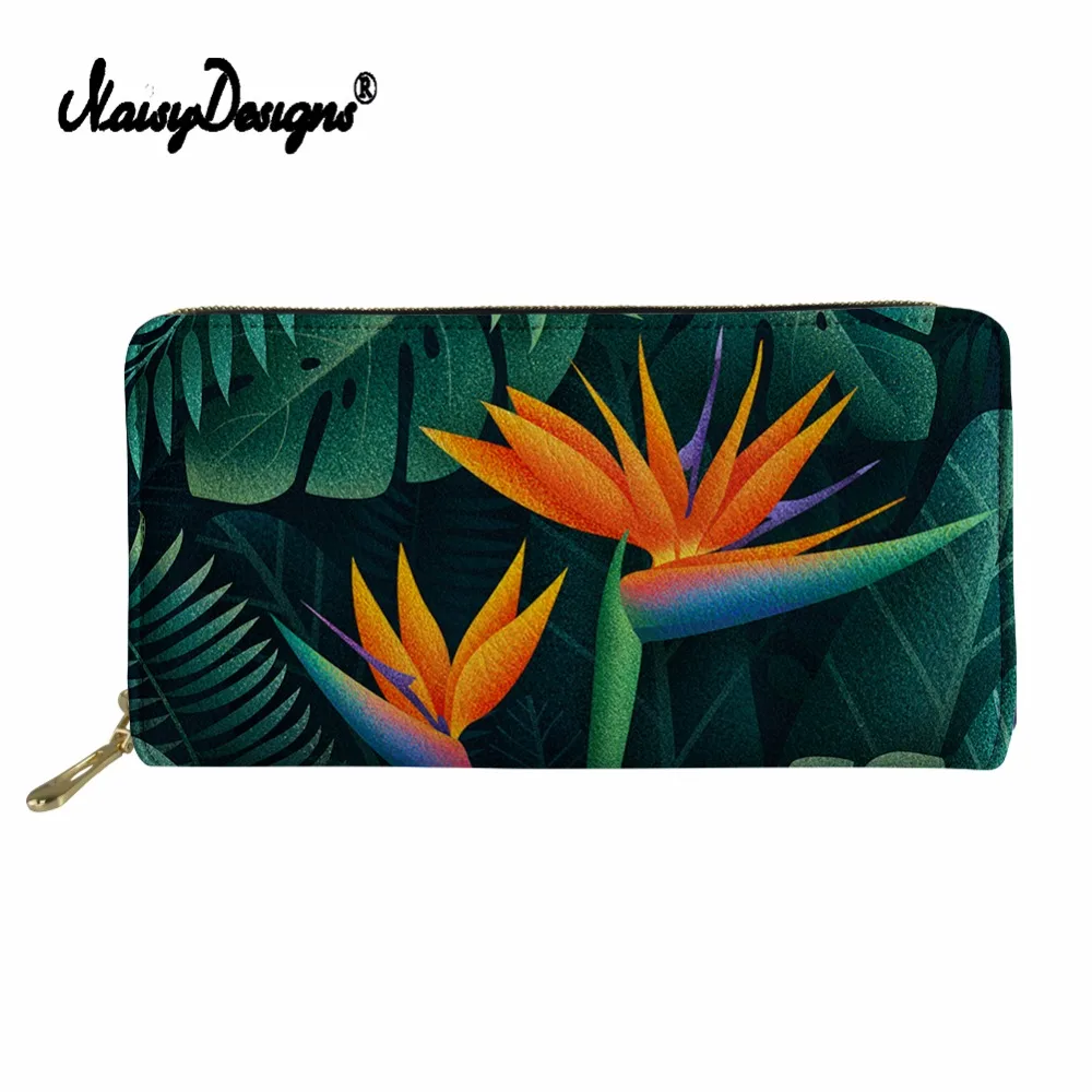 

2019 New Women Wallets Girl Tropical Paradise Bird Floral Prints Leather Female Long Clutch Wallets Ladies Money Bag Coin Purses