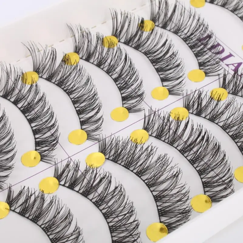 

10Pairs Long Thick Cross False Eyelashes Natural Makeup Fake Black Eye Lashes H10