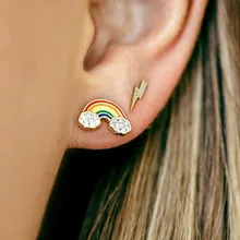 Летние новые серьги-гвоздики для женщин и девушек, милые эмалированные цветные радужные болты, трендовые новые серьги