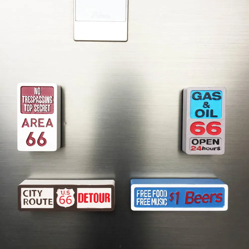 

3D Resin USA the Mother Road Route 66 Tourist Souvenirs Fridge Magnets Street Sign Refrigerator Magnetic Sticker Home Decor