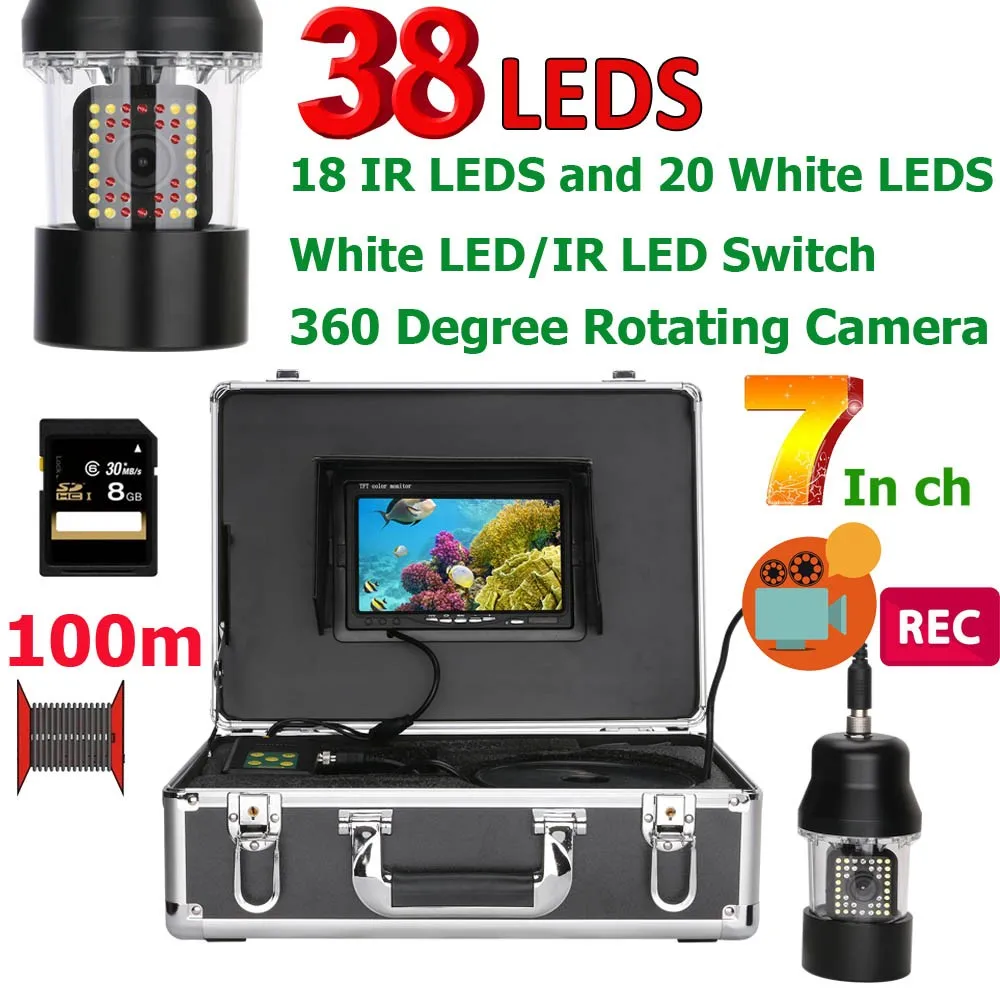 

PDDHKK DVR Recorder Fishing Camera Fishing Finder Underwater Video CCD Camera with 0-360 Pan with 18 IR LEDS and 20 White LEDS