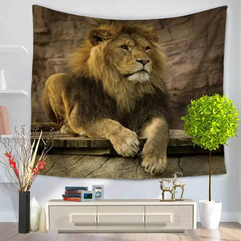 

Home Decorative Wall Hanging Carpet Tapestry 130x150cm Rectangle Bedspread Animal lion Painting Pattern GT1119