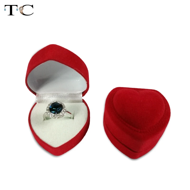 Wholesale Engagement Red Velvet Ring Box Jewelry Display Storage Foldable Case For Wedding Ring Valentine