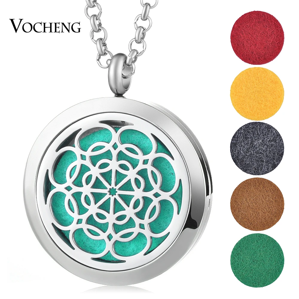 

30mm Essential Oil Diffuser Locket 316L Stainless Steel Flower Magnetic Randomly Send 10pcs Oil Pads as Gift VA-406