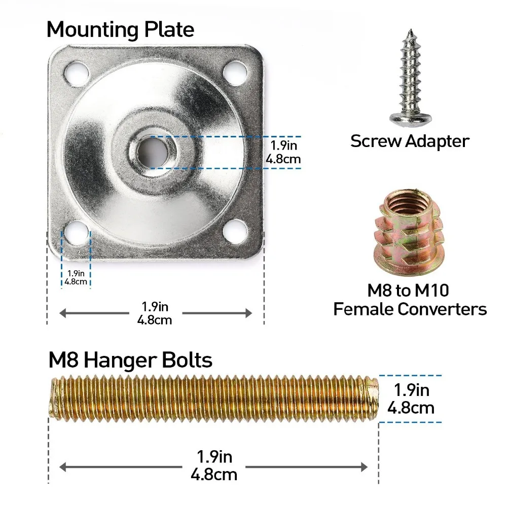 Ногу монтажные пластины, мебельные ноги крепежные с крепления для подвесных деталей Винты адаптеры для мебель диваны мест, 4 комплекта