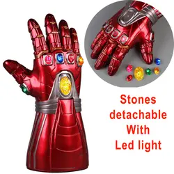 Новые мстители эндгейм IronMan Infinity Gauntlet камни Съемная со светодиодной подсветкой Косплей рука танос латексные перчатки супергерой оружие