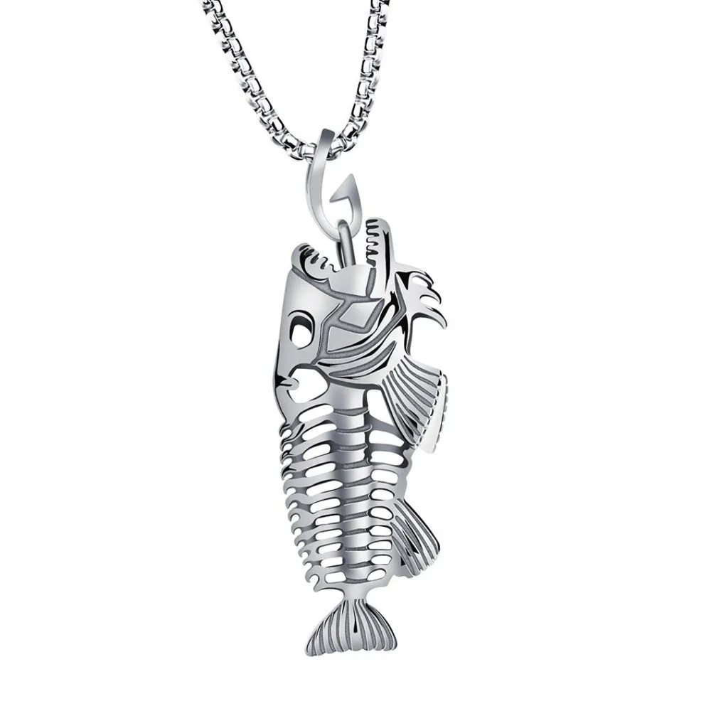 OTOKY, новинка, эксклюзивный крючок для рыбной кости и рыбалки, скелет, нержавеющая сталь, подвеска, серфер, цепочка, ожерелье Oct.23 - Окраска металла: SL