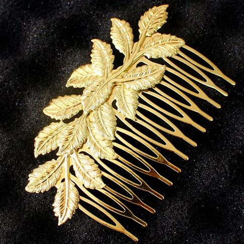 

Fashion Hair Clips Comb Shape Gold Leaf Branch Pattern Hair Pin Clip Dress Snap Hollow Comb Jewelry