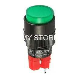 

DC 24V Green LED Indicator AC 250V Push Button Switch 16mm Mounting Hole