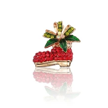 New Christmas Boots Stitches And Women's Brooch Gold Needles Rhinestones Flowers Christmas Shoes Brooch Girls Brooch Jewelry rhinestones christmas hat brooch