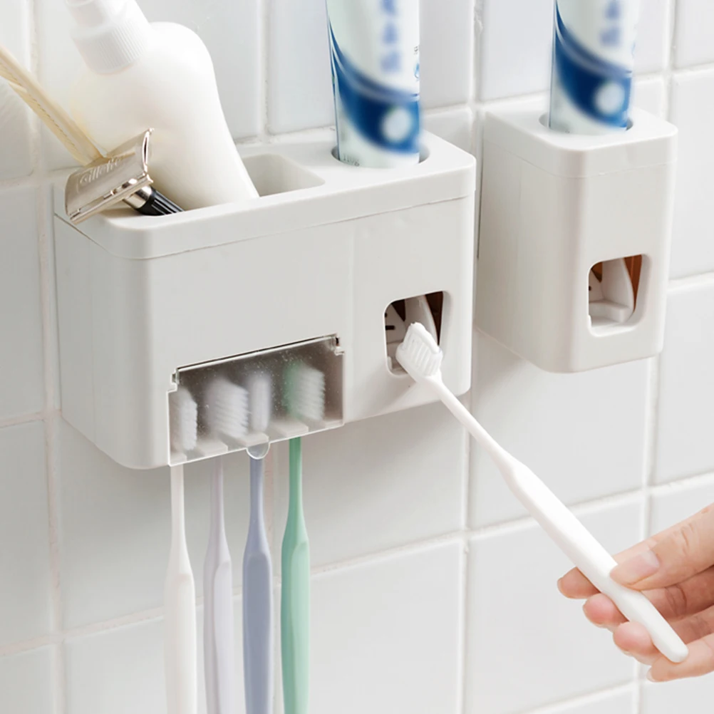 

1 PC Automatic Lazy Toothpaste Squeezer Wall Hanging Full Toothbrush Rack Dispenser Practical Home Bathroom Accessories