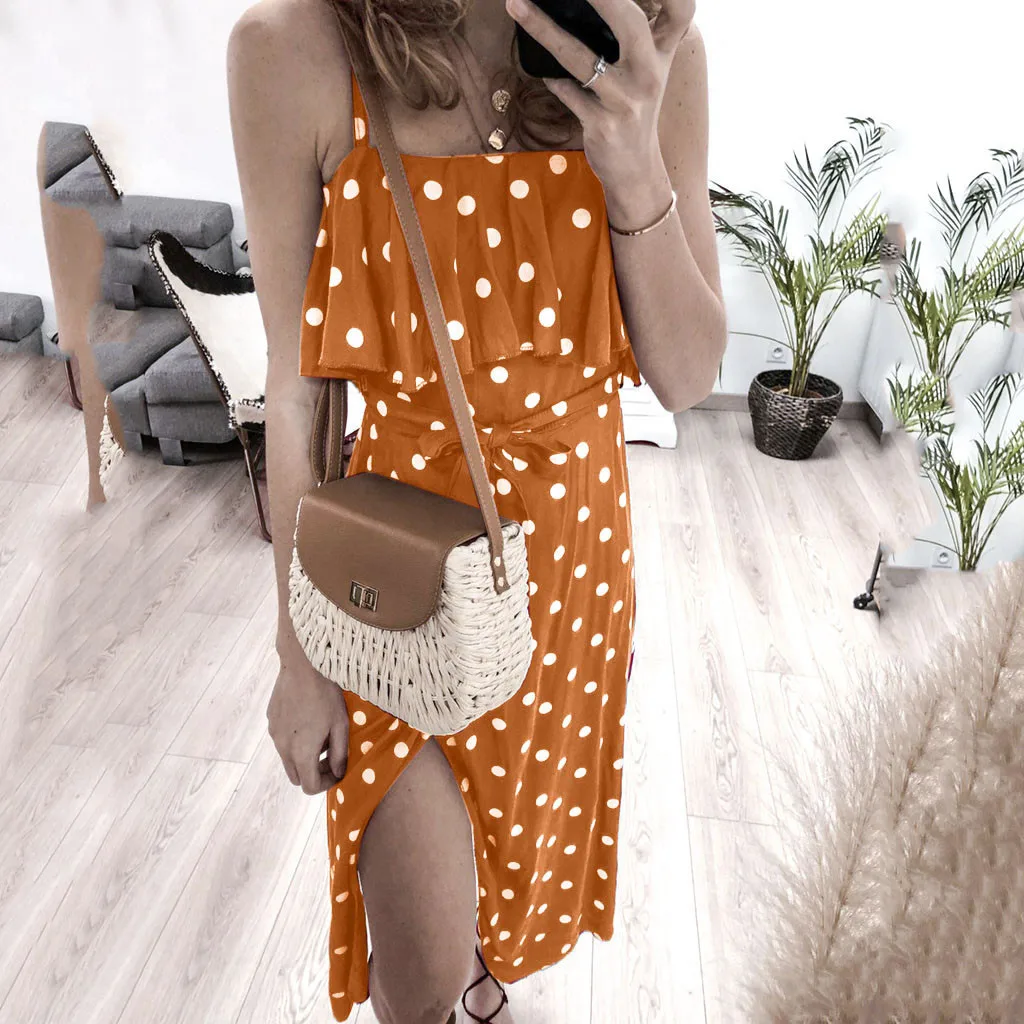 Vestidos женское летнее платье сексуальное винтажное с ремешками оборки открытые