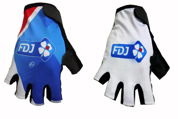 

2015 FDJ Pro Team 2 COLORS One Pair Sports Half Finger Cycling Jersey Gloves MTB Road Mountain Bike Bicycle Gel Gloves