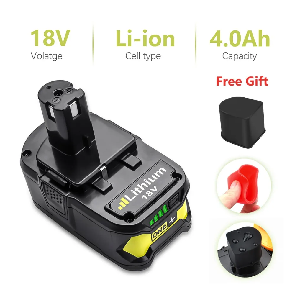 

1X 18V 4000mAh Rechargeable Li-ion Battery For Ryobi P108 RB18L40 Ryobi P108 RB18L40 P2000 P310 10cells and Ryobi ONE+ B L15