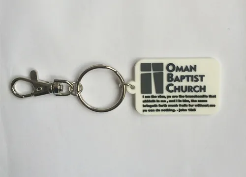 

Church Custom Keychain Promotional Rubber Keyring Plastic Church Key Holder Customized Logo Keys llavero personalizable