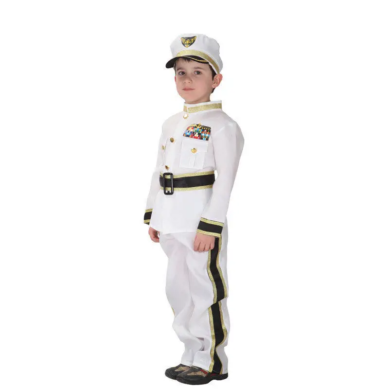 Дети Адмирал флота костюм детские Хэллоуин нарядное платье Deluxe офицер костюм для мальчиков disfrazs