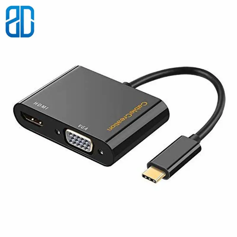USB C к HDMI + VGA Type (Thunderbolt 3 совместимый) 4K адаптер совместимый Macbook Pro/Chromebook Pixel 0 2