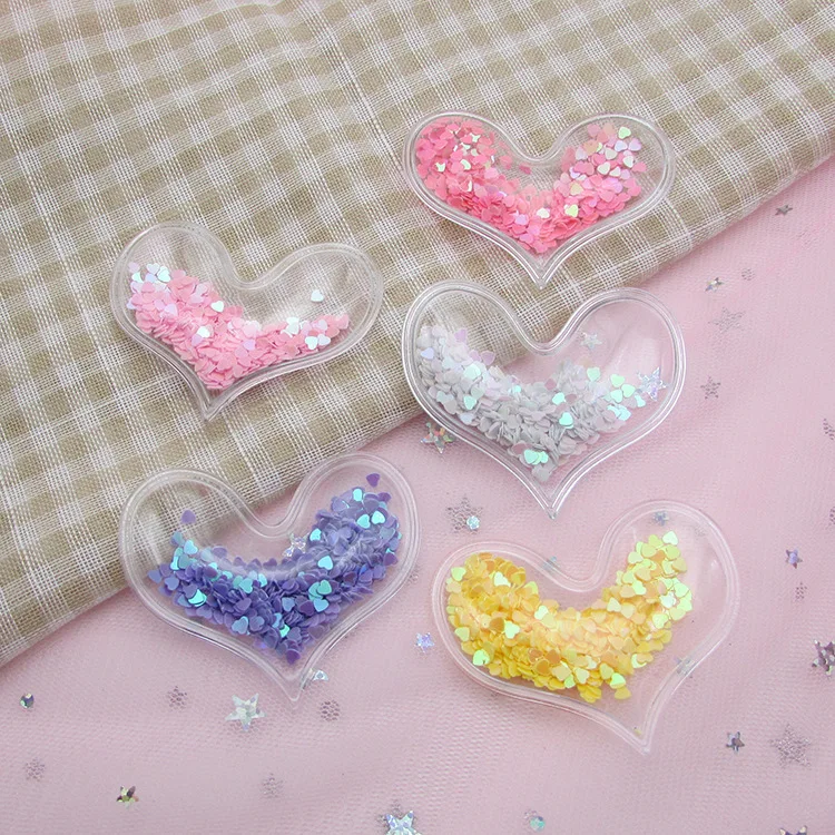 

10Pcs/lot PVC Transparent Appliques Colorful Sequins Filler Heart Shape DIY Hair Bow Accessories Handmade Craft Phone Decoration