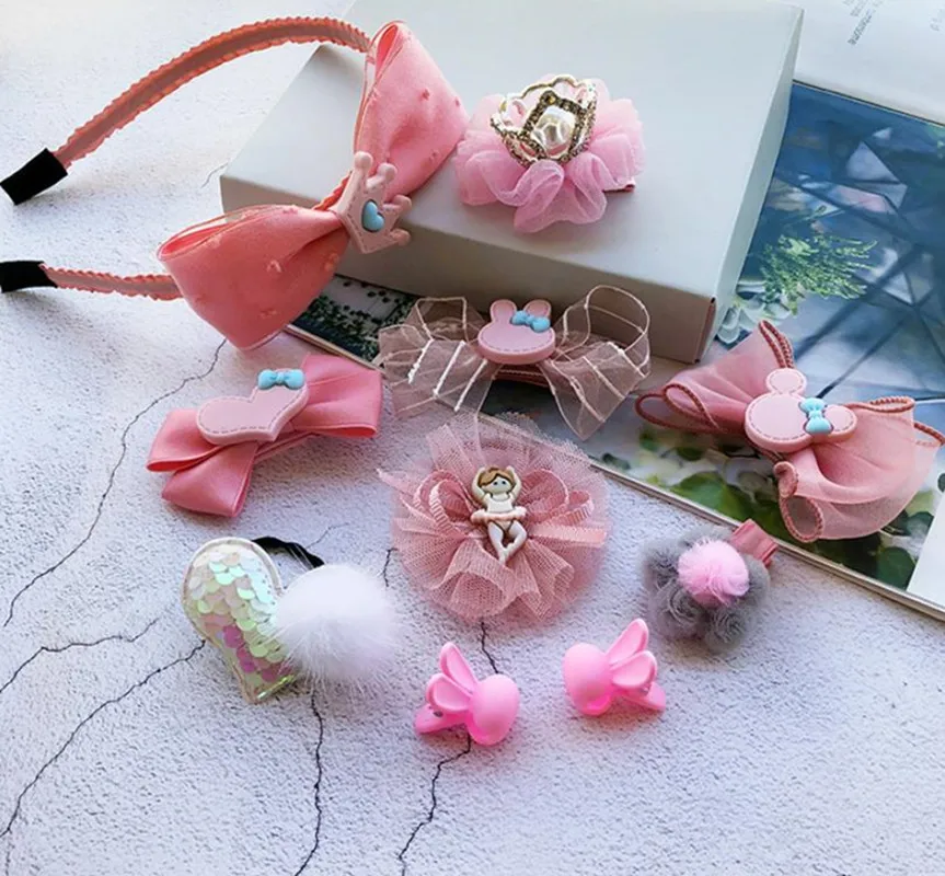 

2019 NEW Boutique princess hair accessories chiffon Bow hairbands girls animal hair clips flower hair tie rubber bands headwear