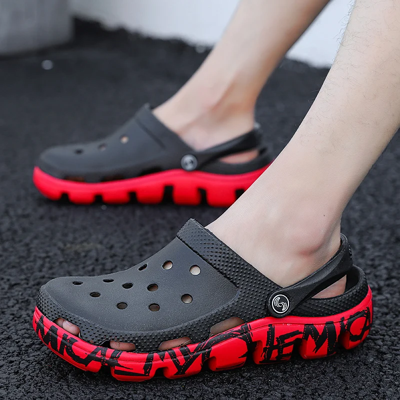 SERENE Brand Croc Summer Casual Sandals New Man Aqua Clog Slipper Hot Male Band Sandalias Swimming Shoe Ocean Beach Garden Shoes