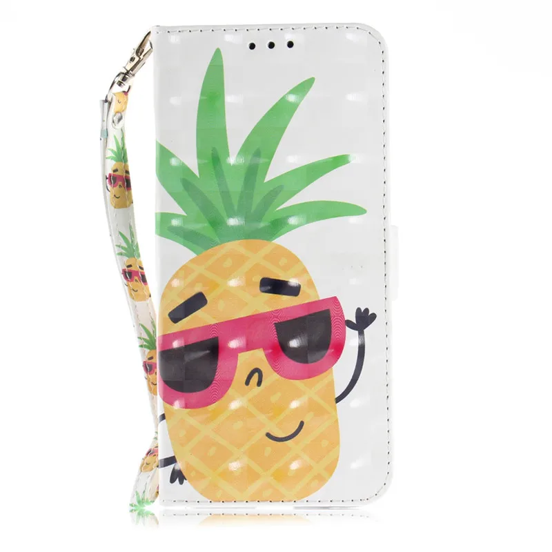 Откидную крышку телефона мешки для Xiaomi mi A2 mi A2/mi 6X mi 6X случае 3D живопись искусственная кожа мягкая бумажник кремния Чехлы Coque - Цвет: pineapple