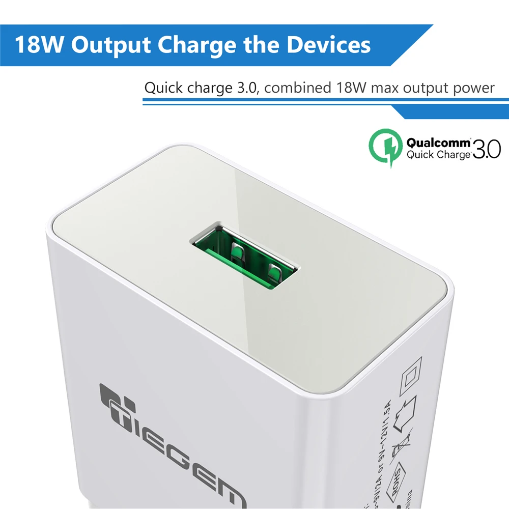 TIEGEM 18 واط سريع سريع تهمة 3.0 العالمي USB الجدار شاحن محول السفر الاتحاد الأوروبي الولايات المتحدة التوصيل الهاتف المحمول شاحن ل iphone 7 samsung