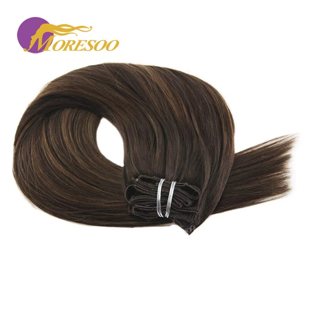 Moresoo Balayage человеческие волосы для наращивания на заколках с эффектом омбре 7 шт. 100 г