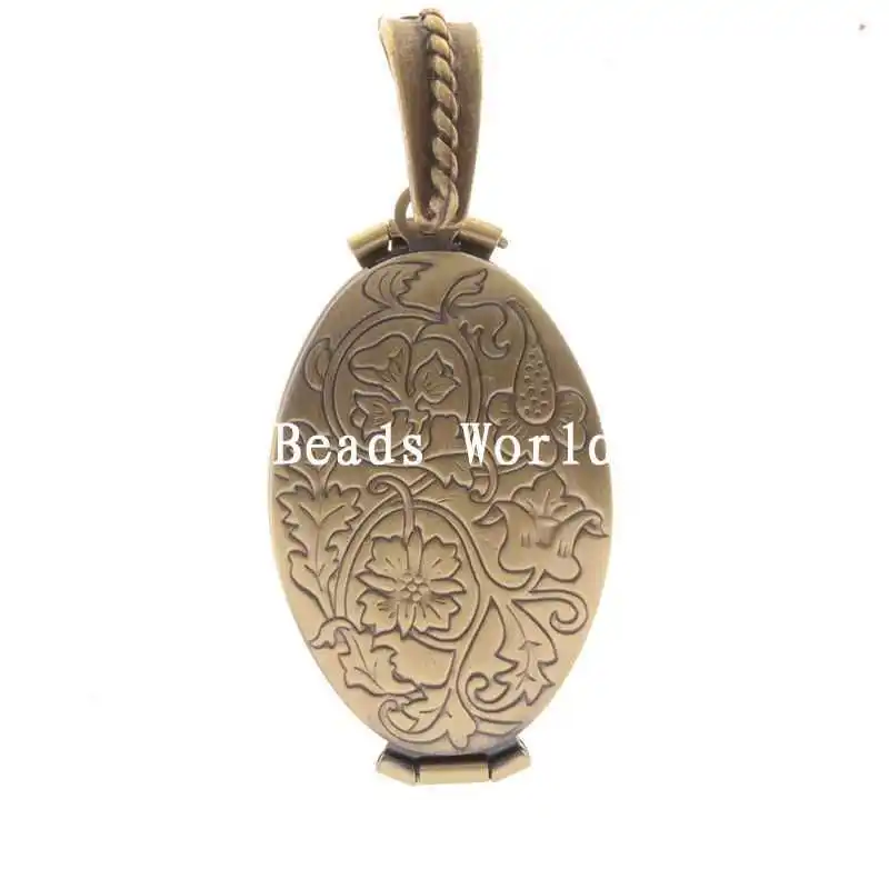 Wholesale Free Shipping 1 Pcs Bronze Tone Folding Photo Oval Locket Frame Pendants Flower Pattern Carved 45x20mm(W05110) | Украшения и
