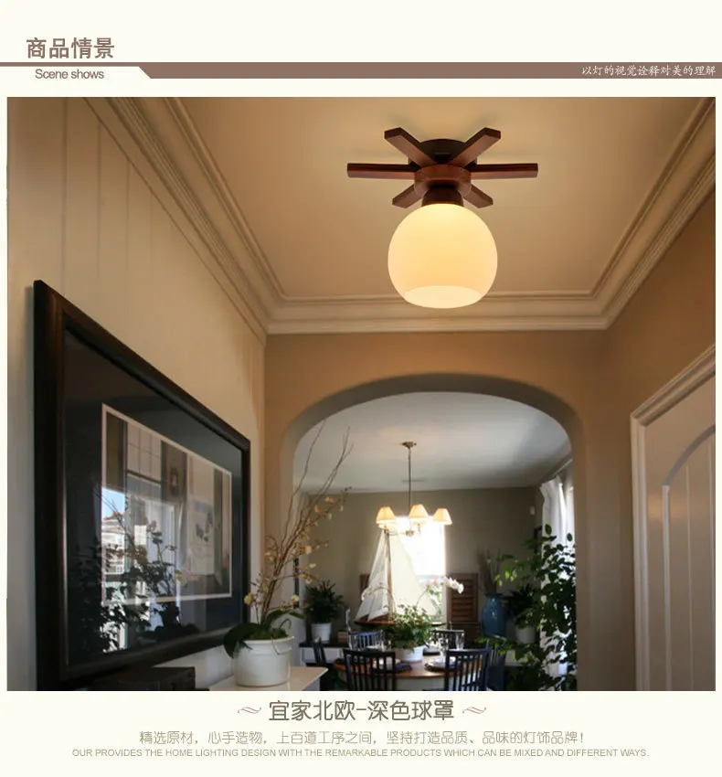 Современные деревянные Стекло E27 светодиодный потолок света белого металла коридор света Кухня Дерево лампы Малый поверхностного монтажа