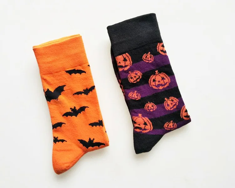 Хэллоуин тыква летучая мышь парные носки все-мужские хлопковые носки Модные Harajuku персональные носки с фабрики Цена