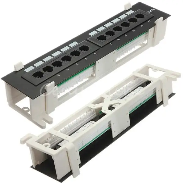 Мини Патч панель RJ45 12 портов CAT5E сетевое настенное крепление для стойки кронштейн