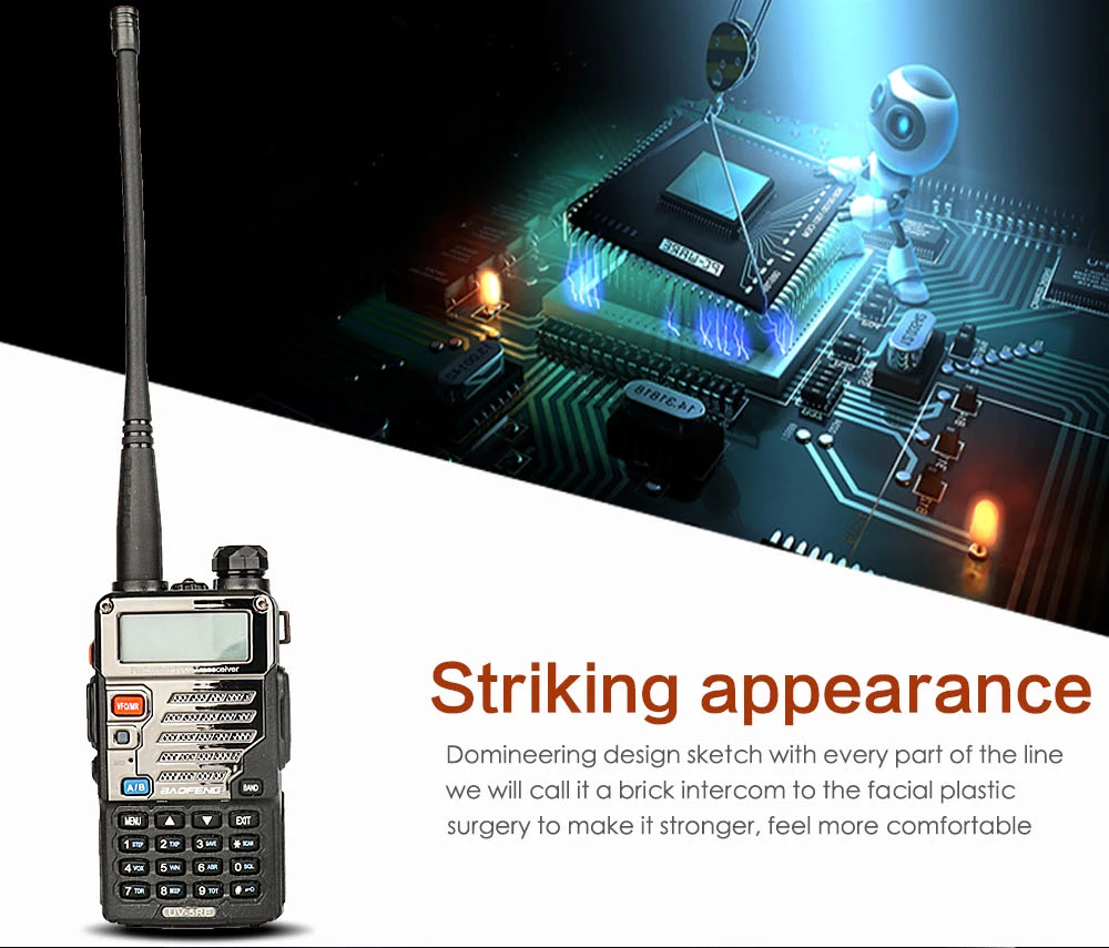 Baofeng UV-5R plus handy talkie walki UV5RE переговорные для ssb КВ трансивер двухдиапазонный дисплей ppt наушник двухстороннее радио 2 шт