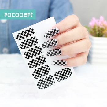 

Rocooart Y5110 Grid Plaid Nail Art Decorations Manicure Foil Decal Wraps For Women Nail New Glitter Adhesive Nail Art Sticker