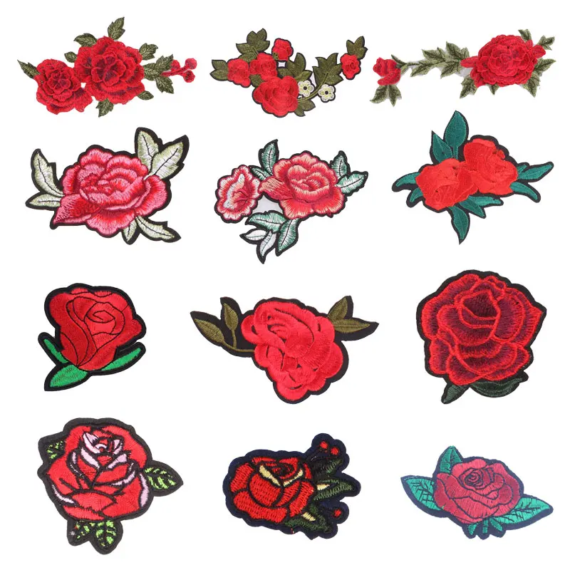 Beautiful Rose Patch Flower Stickers Iron on Clothes Heat Transfer
