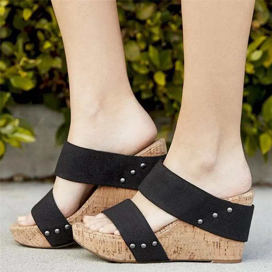 

Women Shose 2019 Summer New Breathable Thick Bottom Retro Wedge Sandals Flats Roman Slippers Beach Fashion Style For Lasdies M#3