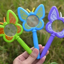Children Toy Handheld Acrylic Lens Hand Magnifier Kids Bee Shape Magnifying Glass Loupe (three color three shapes send randomly)