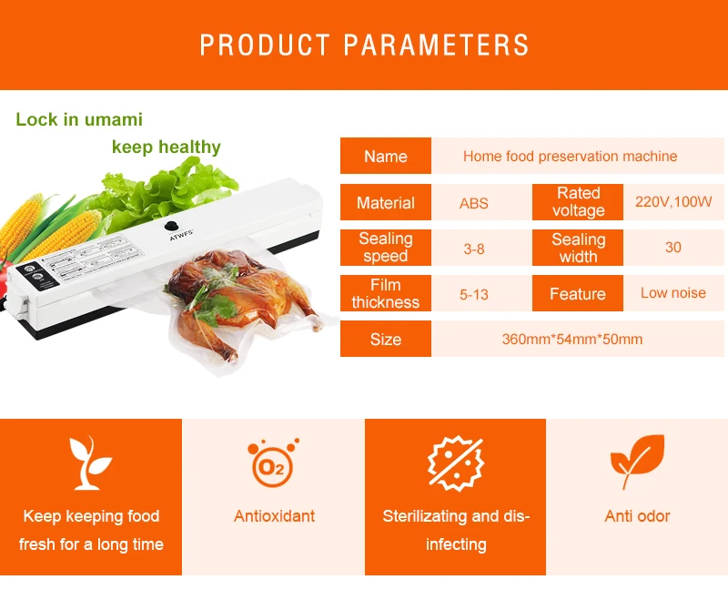 ATWFS вакуумный упаковщик упаковочная машина Вакуумный пакет упаковщик включает в себя 15 упаковочных пакетов для хранения пищевых продуктов в рулонах 20 см+ 12 см X 500 см