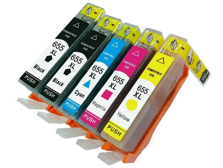Совместимый 5Pk для HP 655 655XL чернильный картридж с чипом deskjet 3525 4615 4625 принтера CZ109AE