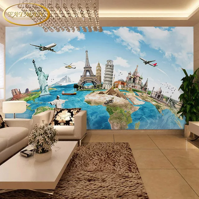 Aliexpress.com : Buy Custom 3D photo wallpaper Earth City graffiti