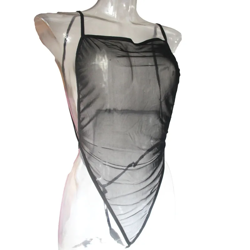 Женское сексуальное боди-трико, Сетчатое черное прозрачное шелковое ажурное эротичное нижнее бельё, стринги